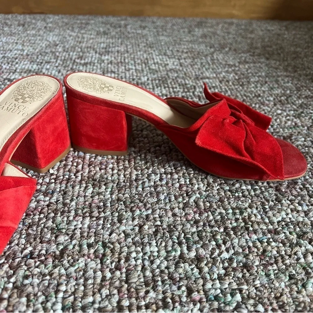Vince Camuto Red Bow Heeled Slides Size 7.5